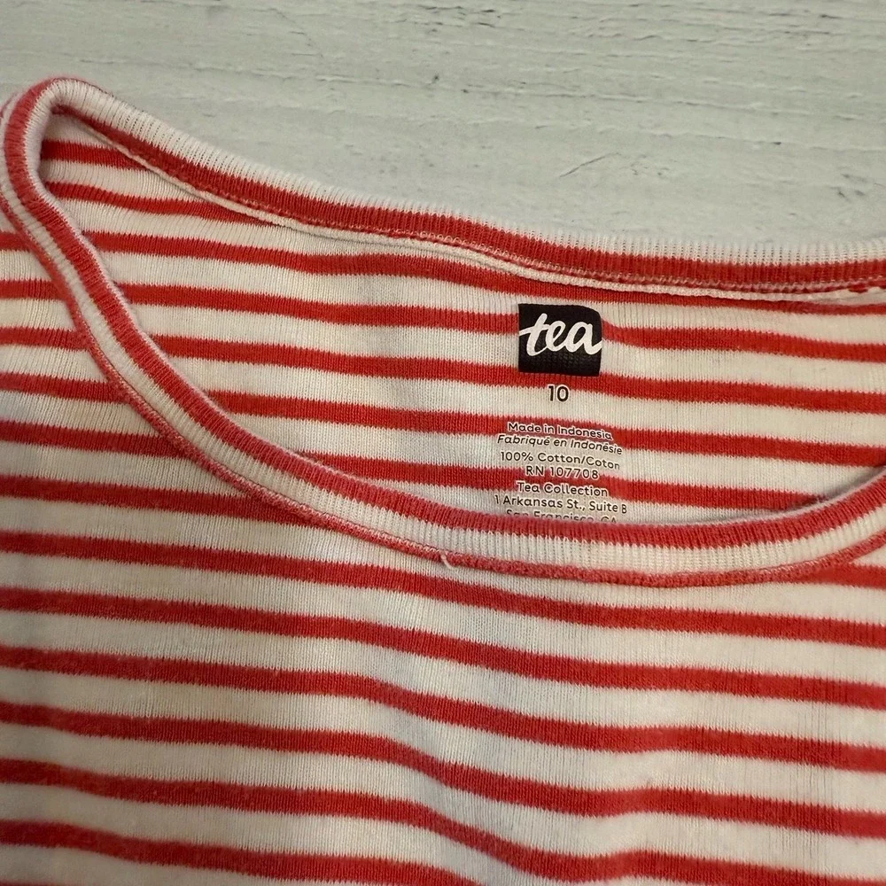 Tea collection girls striped pink heart dress size 10 - Picture 6 of 9